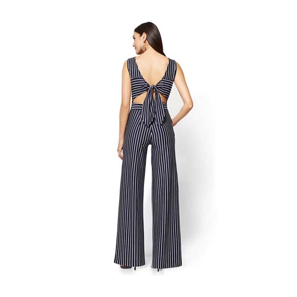 Open Back Striped Jumpsuit - XL